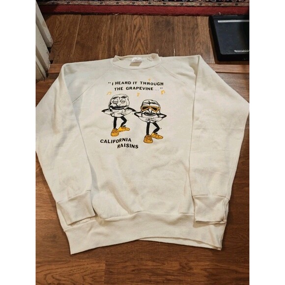 VTG 80s California Raisins Grapevine Sweatshirt Sweater Adult Large White - Picture 1 of 7